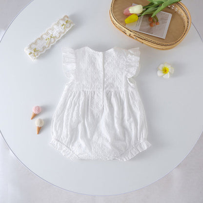 MyKids-USA® Baby Girls Solid White Gold Bow Tie Patched Design Popular bodysuit
