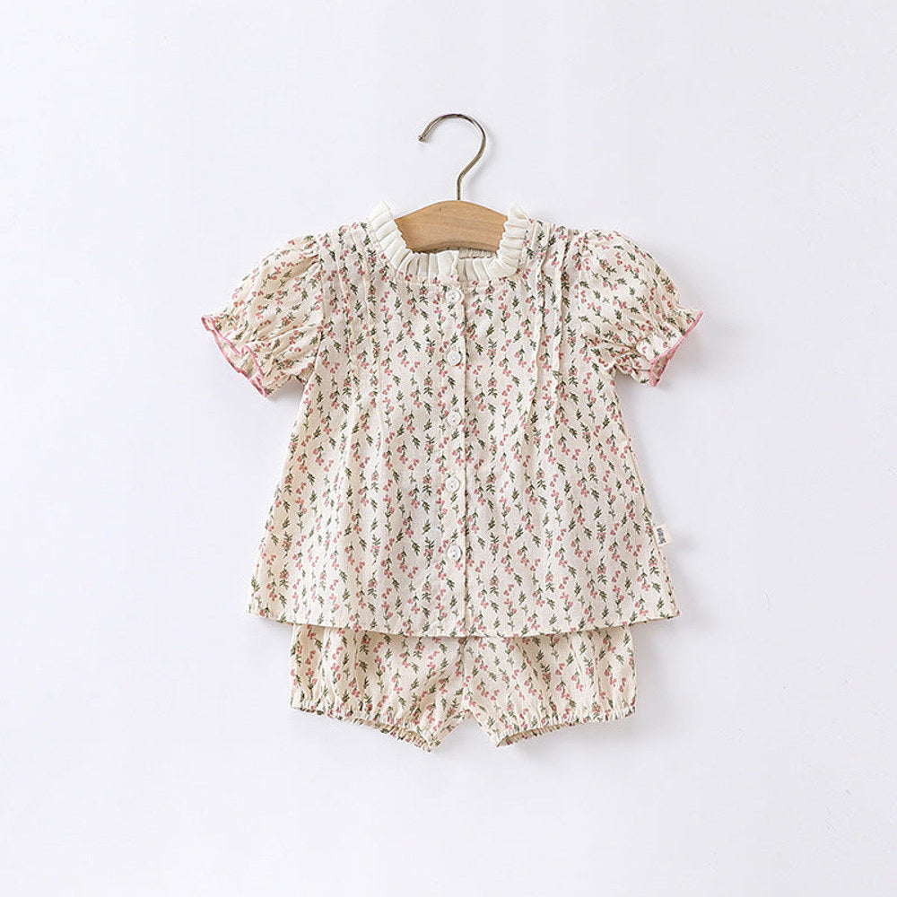 MyKids-USA® Baby Ditsy Flower Graphic Puff Sleeves bodysuit & Sets
