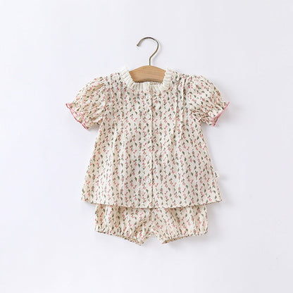 MyKids-USA® Baby Ditsy Flower Graphic Puff Sleeves bodysuit & Sets