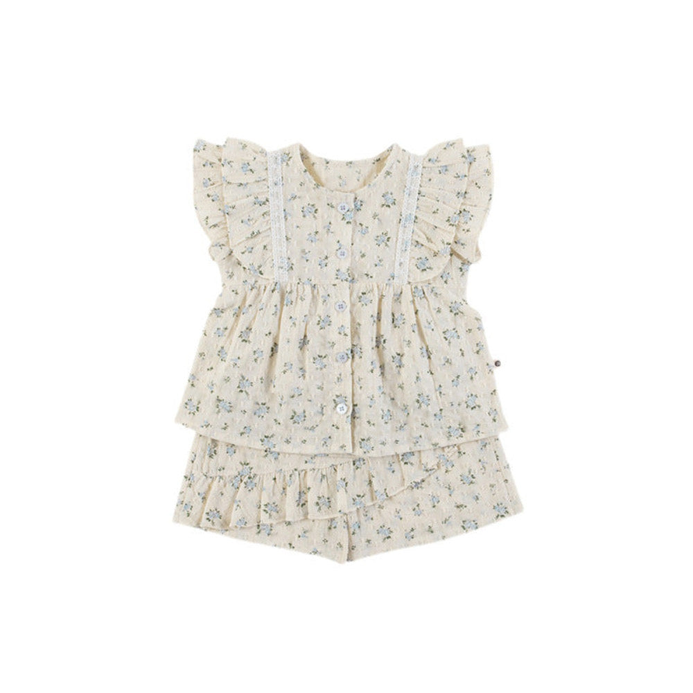 MyKids-USA® Baby Girl Flower Pattern Flying Sleeves bodysuit & Clothing Sets With Headband