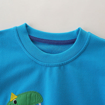 MyKids-USA® Baby Boy Cartoon Dinosaur & Slogan Pattern Pullover Hoodies