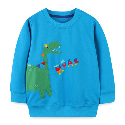 MyKids-USA® Baby Boy Cartoon Dinosaur & Slogan Pattern Pullover Hoodies