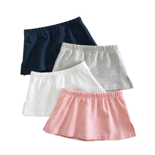 MyKids-USA® Baby Girl Basic Solid Color Sport Style Bottom Half Skirt With Inner Hem
