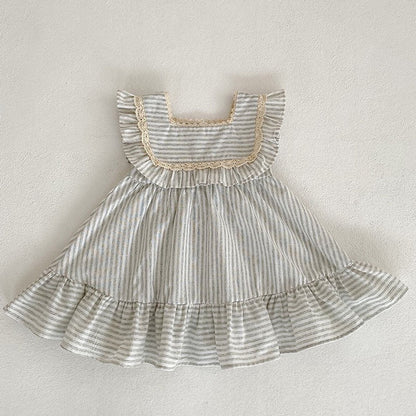 MyKids-USA® Baby Striped Pattern Sleeveless Princess Dress & bodysuit