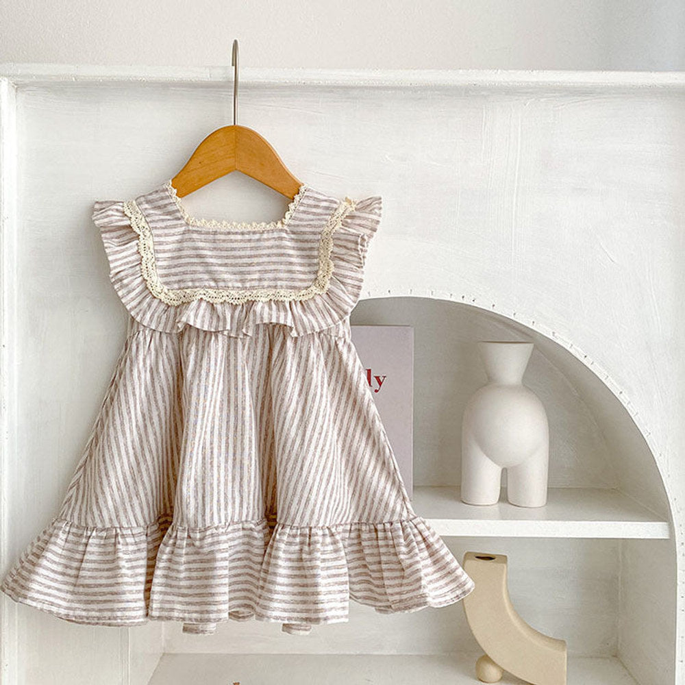 MyKids-USA® Baby Striped Pattern Sleeveless Princess Dress & bodysuit