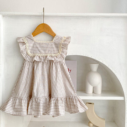 MyKids-USA® Baby Striped Pattern Sleeveless Princess Dress & bodysuit