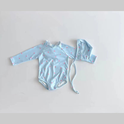 MyKids-USA® Baby Girl Ditsy Flower Pattern Long Sleeve bodysuit With Hats