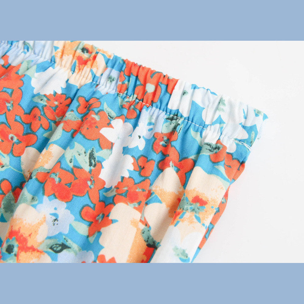 MyKids-USA® Baby Girl Flower Pattern Sling Loose Tops With Shorts Sets