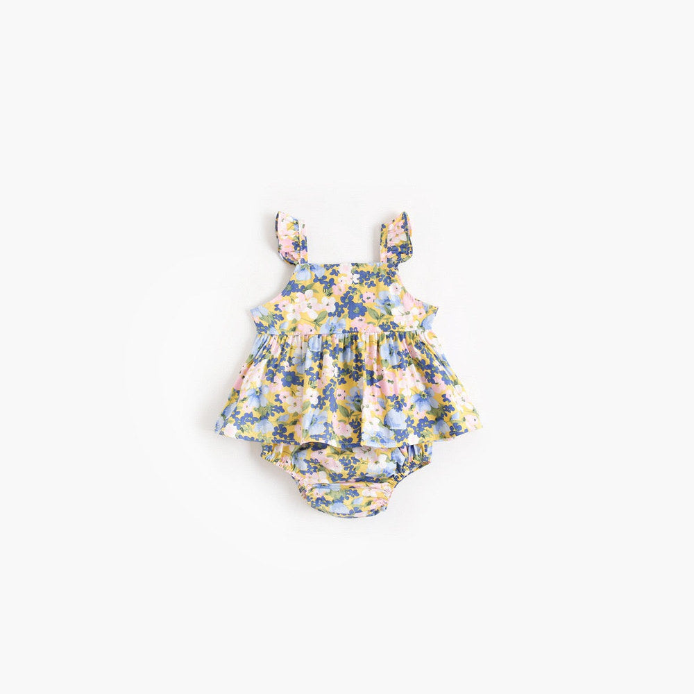 MyKids-USA® Baby Girl Flower Pattern Sling Loose Tops With Shorts Sets