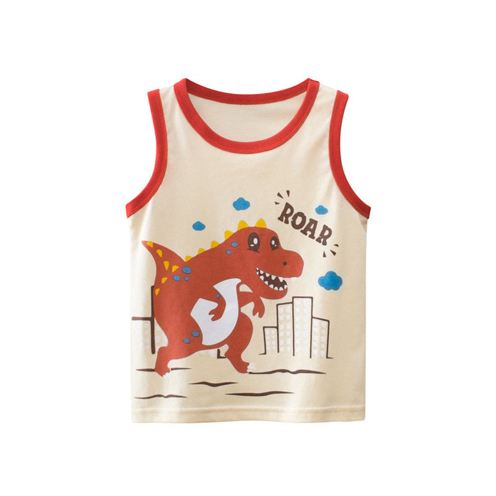 MyKids-USA® Baby Cartoon Print Pattern Sleeveless Crewneck Tops