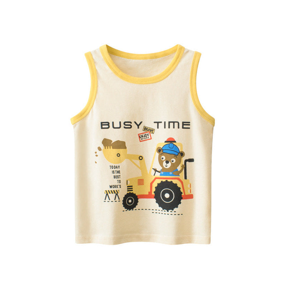 MyKids-USA® Baby Cartoon Print Pattern Sleeveless Crewneck Tops