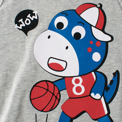 MyKids-USA® Baby Cartoon Print Pattern Sleeveless Crewneck Tops