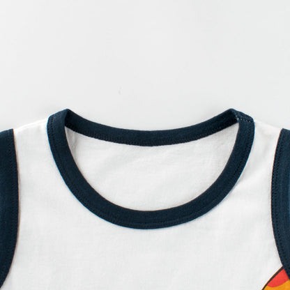 MyKids-USA® Baby Cartoon Print Pattern Sleeveless Crewneck Tops