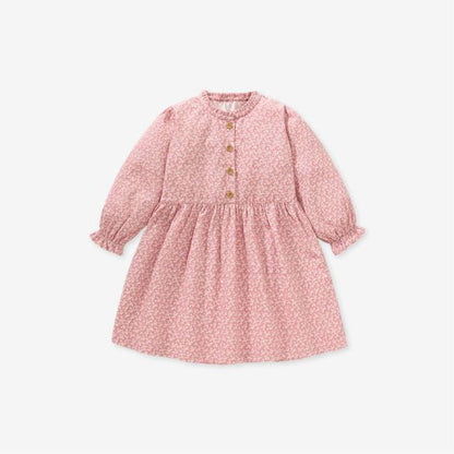 MyKids-USA® Baby Girl Ditsy Flower Pattern Long Sleeves Sweet Style Dress