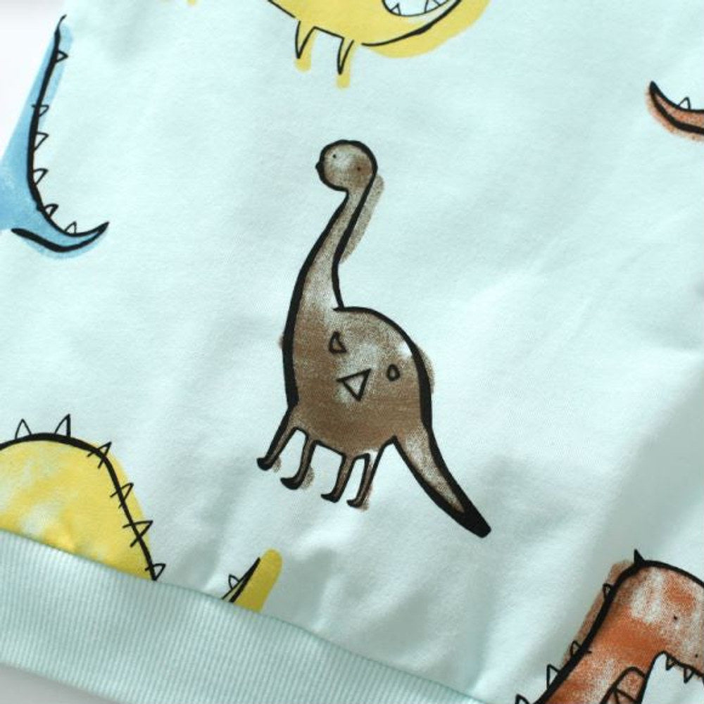 MyKids-USA® Baby Boy All Over Dinosaur Pattern Hoodie And Shorts Sets