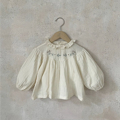 MyKids-USA® Baby Girl Floral Pattern Ruffle Neck Blouses