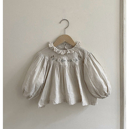 MyKids-USA® Baby Girl Floral Pattern Ruffle Neck Blouses