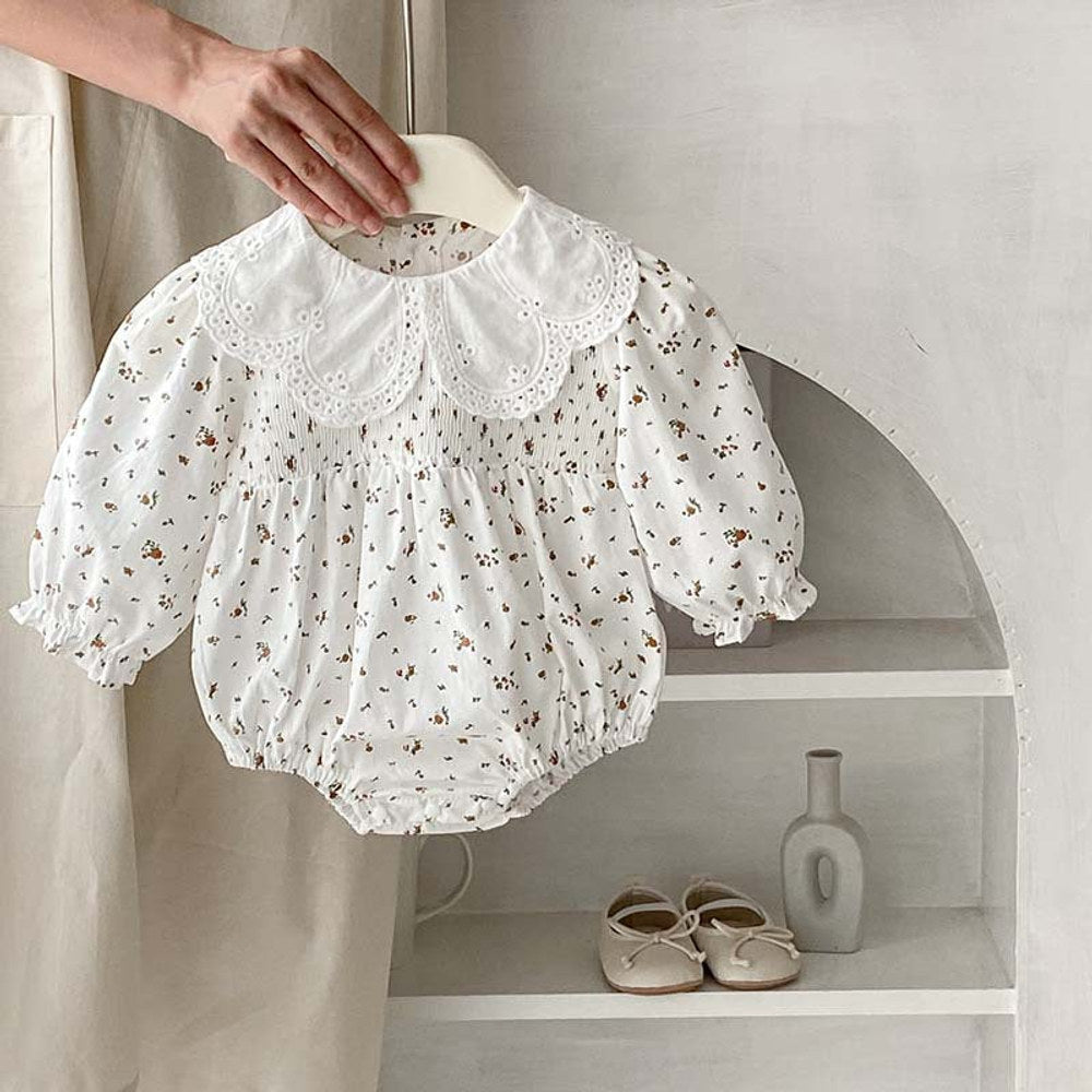 MyKids-USA® Baby Girl Floral Pattern Doll Neck bodysuit & Dress