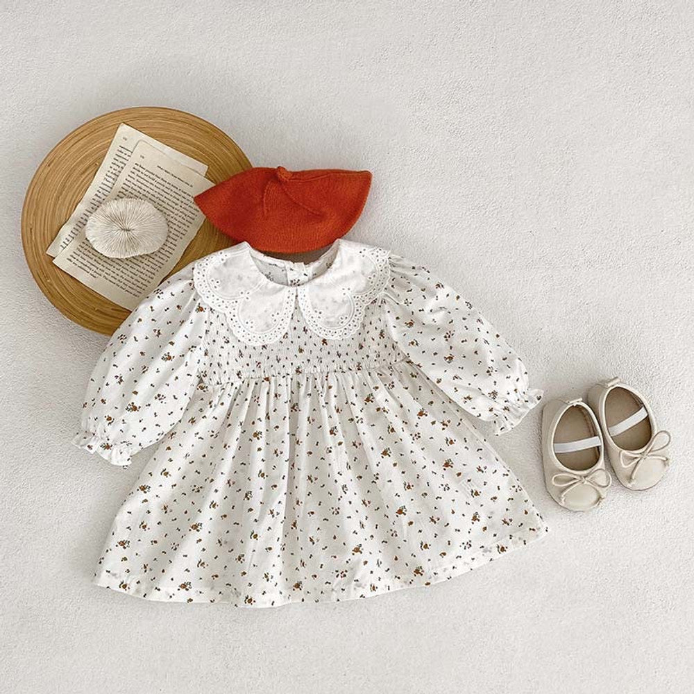 MyKids-USA® Baby Girl Floral Pattern Doll Neck bodysuit & Dress