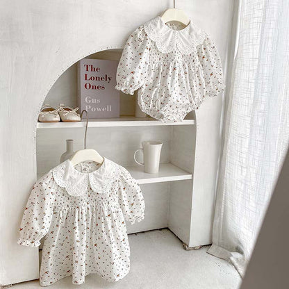 MyKids-USA® Baby Girl Floral Pattern Doll Neck bodysuit & Dress