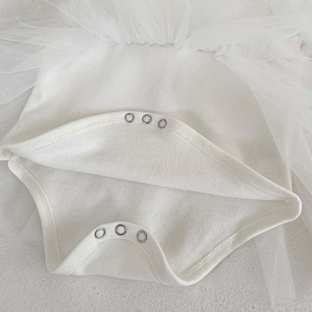 MyKids-USA® Baby Girl Solid Color Mesh Patched Design Dress