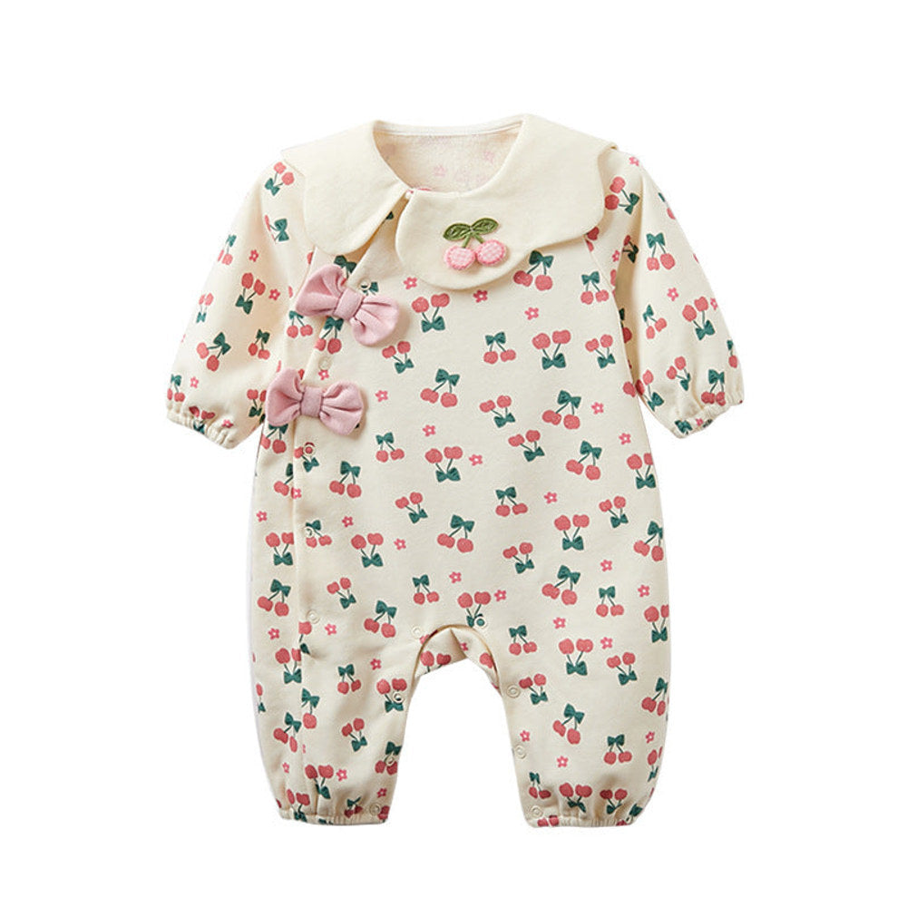 MyKids-USA® Baby Girl Cherry Pattern Flower Neck Rompers