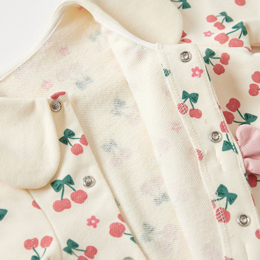MyKids-USA® Baby Girl Cherry Pattern Flower Neck Rompers