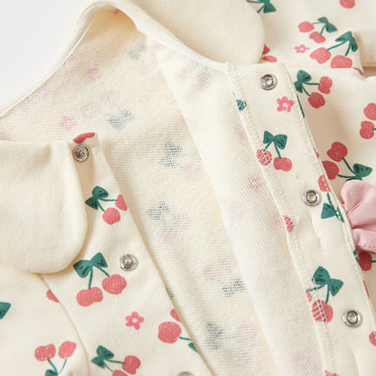 MyKids-USA® Baby Girl Cherry Pattern Flower Neck Rompers