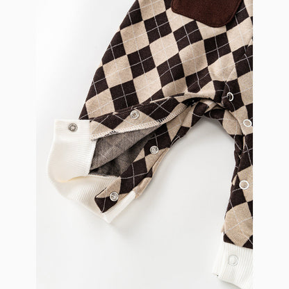 MyKids-USA® Newborn Plaid Pattern Polo Neck Rompers