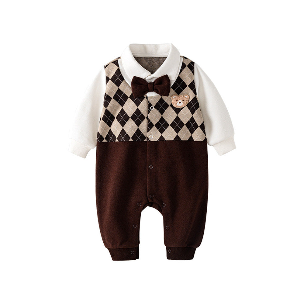 MyKids-USA® Autumn Newborn Bear Embroidered Design Rompers