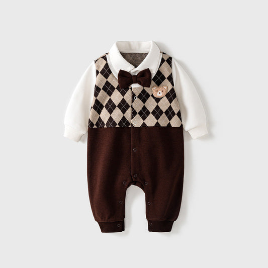 MyKids-USA® Autumn Newborn Bear Embroidered Design Rompers