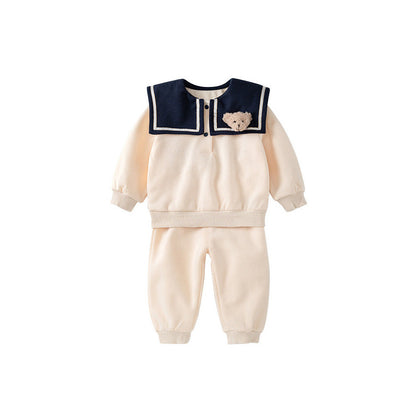 MyKids-USA® Sailor Collar Hoodie Combo Trousers Clothing Sets