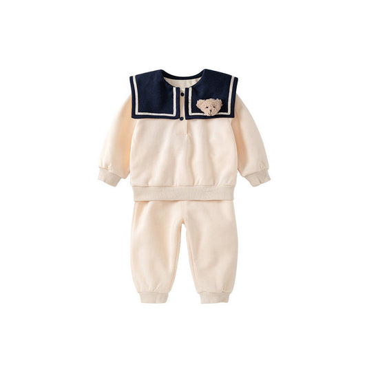 MyKids-USA® Autumn Sailor Collar Hoodie Combo Trousers Clothing Sets