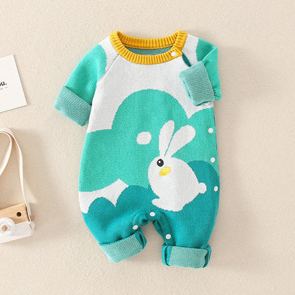 MyKids-USA® Rabbit Pattern Handknit Quality Romper