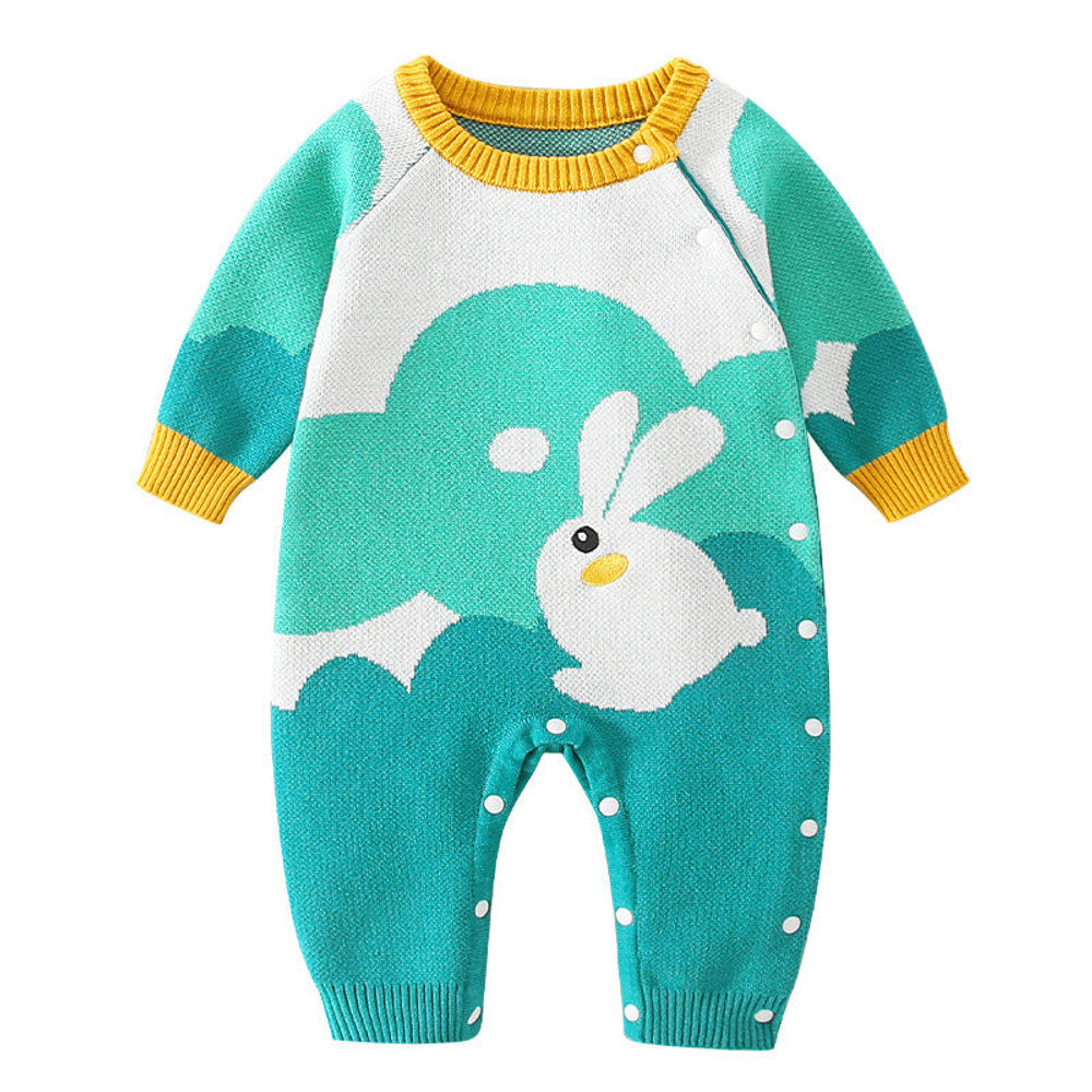 MyKids-USA® Rabbit Pattern Handknit Quality Romper