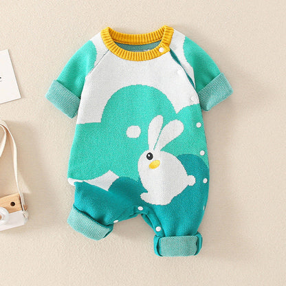 MyKids-USA® Rabbit Pattern Handknit Quality Romper
