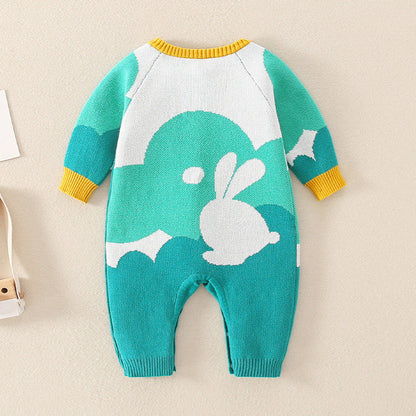 MyKids-USA® Rabbit Pattern Handknit Quality Romper