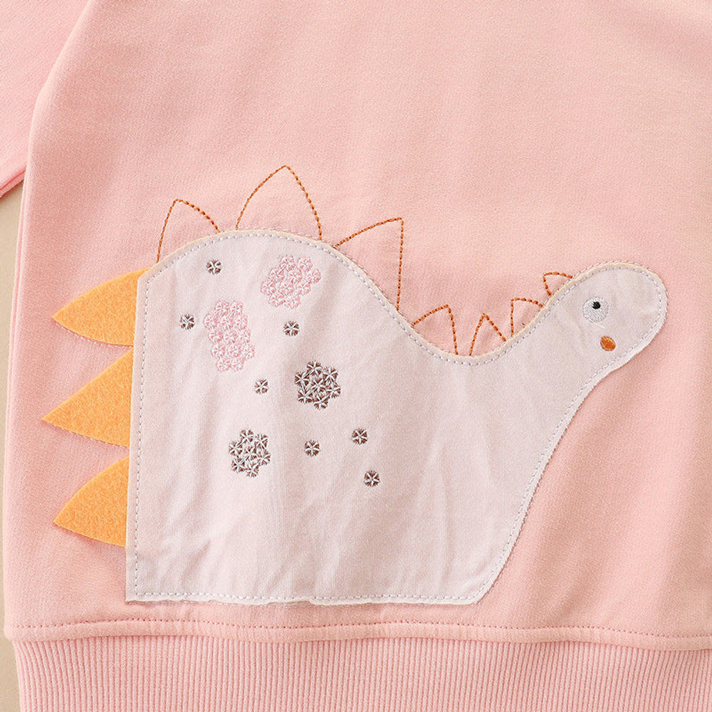 MyKids-USA® Dinosuar Pattern Pink Soft Cotton Hoodie