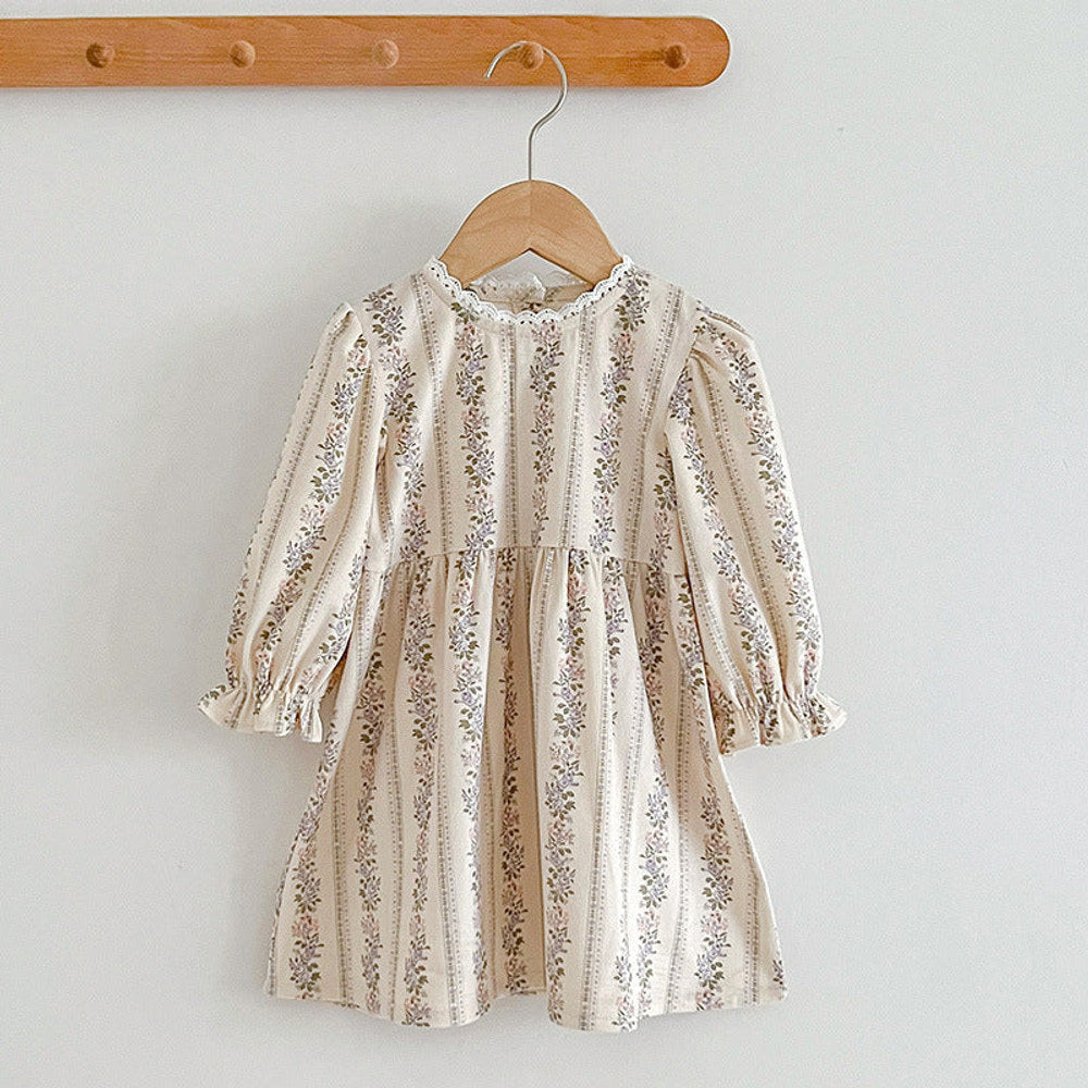 MyKids-USA® Floral Pattern Long Sleeve bodysuit Dress