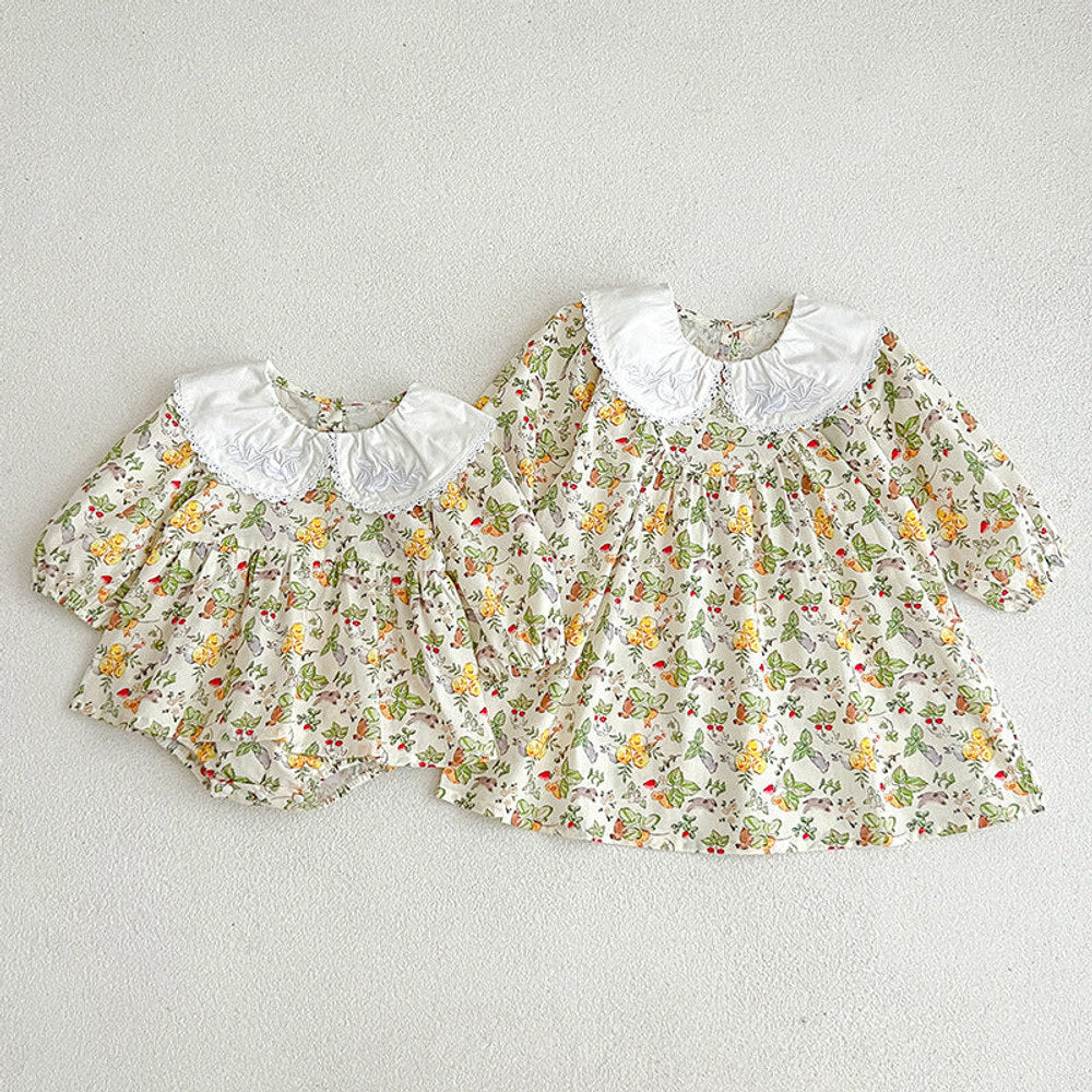 MyKids-USA® Doll Neck Long Sleeve Sweet Style Dress bodysuit
