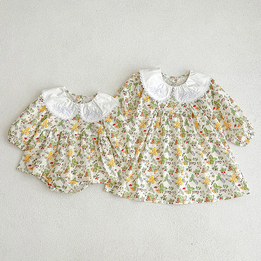 MyKids-USA® Autumn Doll Neck Long Sleeve Sweet Style Dress bodysuit