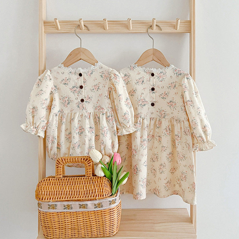 MyKids-USA® Square Neck Princess Sweet Style Baby bodysuit & Children Dress