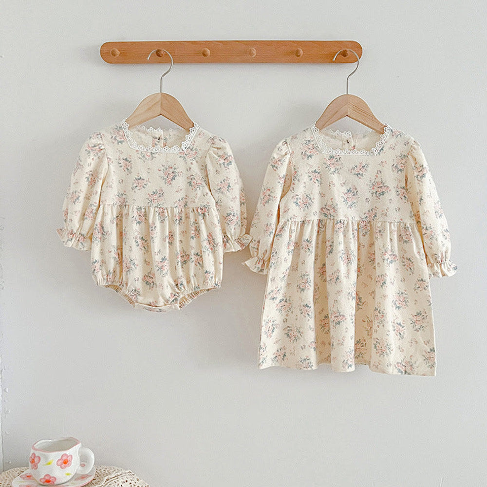 MyKids-USA® Square Neck Princess Sweet Style Baby bodysuit & Children Dress