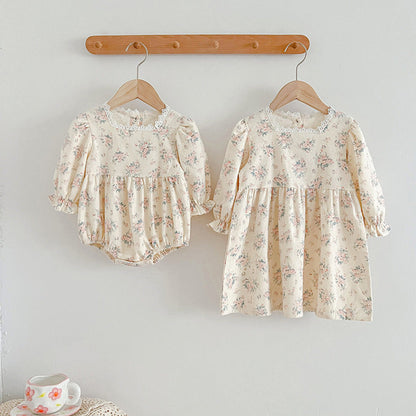 MyKids-USA® Square Neck Princess Sweet Style Baby bodysuit & Children Dress