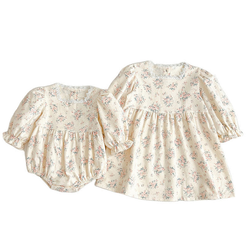 MyKids-USA® Square Neck Princess Sweet Style Baby bodysuit & Children Dress