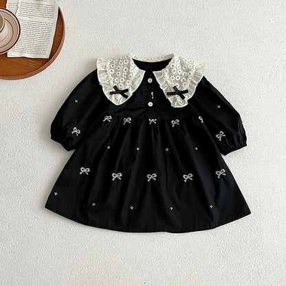 MyKids-USA® Mesh Patched Design Long Sleeve Dress