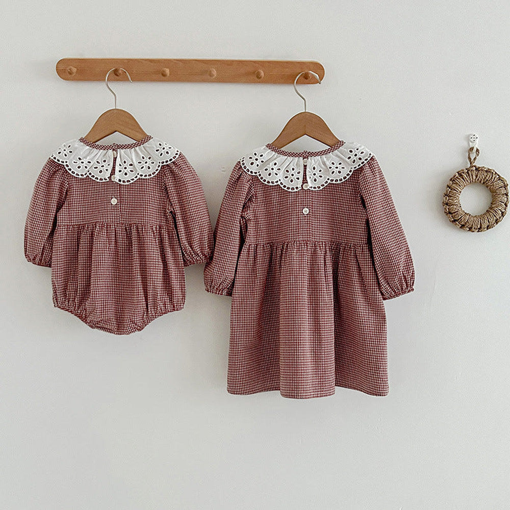 MyKids-USA® Fashion Lace Collar Long Sleeve Baby bodysuit OR Girl Dress