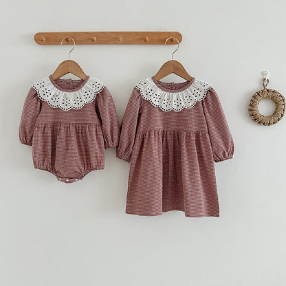 MyKids-USA® Fashion Lace Collar Long Sleeve Baby bodysuit OR Girl Dress