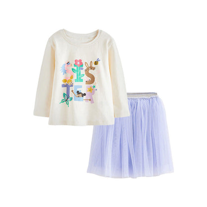 MyKids-USA® Print Pattern Hoodie Lace Skirts Sets