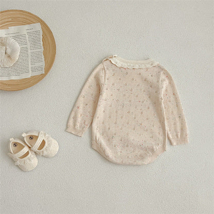 MyKids-USA® Solid Color Ruffle Neck Hollow Carved Design bodysuit